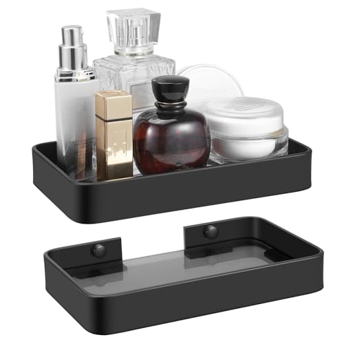 Z metnal Small Glass Bathroom Shelves, Matte Black Floating Shelf,
