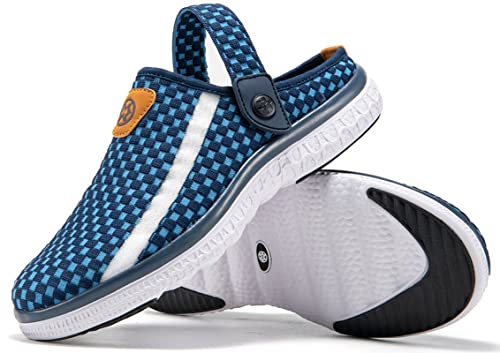 Garden Clogs Mens Womens Garden Shoes Arch Support Summer House Slippers Sandals Breathable Slip On Home Shoes Indoor Outdoor Mules Deep Blue, 7.5 Women/6 Men, Lable Size 38 #TOP5