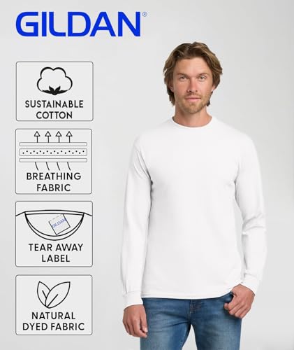 Gildan Custom Long Sleeve T-Shirts - Personalized Heavy Cotton Crewneck Tee Unisex Men Women - Customize Image, Text & Photo4