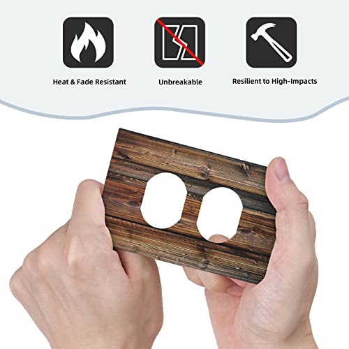 Rustic Barn Door Farmhouse Western Brown Wood 1 Gang Outlet Covers Wall Plate Decorative Duplex Light Switch Cover Electrical Receptacle Swichplate Faceplate For Bathroom Bedroom Home Decor #TOP5