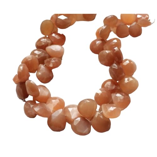 Perles de pierre de lune pêche en forme de cœur, perles facettées 12mm 13mm 14mm KS29