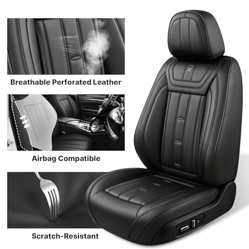 Image of Car Seat Covers Full Set for Toyota RAV4 1999-2025 Black (5 Pack) | Waterproof Car Seat Cover. Anti-slip. Breathable. Airbag Compatible. Seat Heating Works. Easy Clean. Durable Stitching.