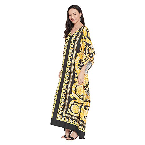 Image of Oussum Women Plus Size Kaftan Kimono Loose Maxi summer dresses for women Beach 3 /4 Sleeve Casual lounge dress Boho