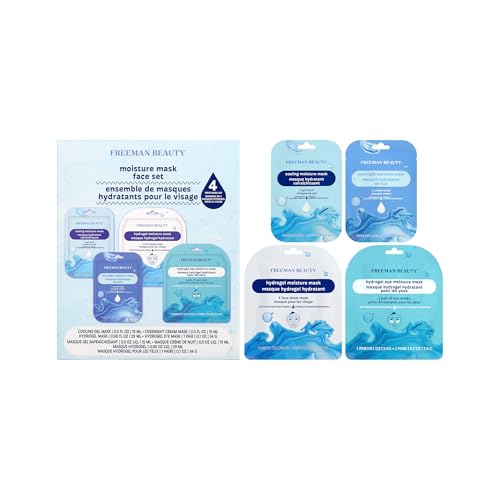 Freeman Blue Mask Freeman 4 Piece Moisture Mask Face Set, Hydrating Face Masks & Under ...