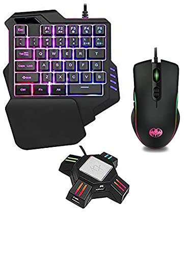 ゲーミング キーボード マウス セット 専用コンバーター付き USINFLY 日本語説明書付き Switch /PS4/Xbox対応 RGB 片手キーボード メカニカル感触 ゲーミングマウス FPS/TPS/RPG/RTSなどに最適