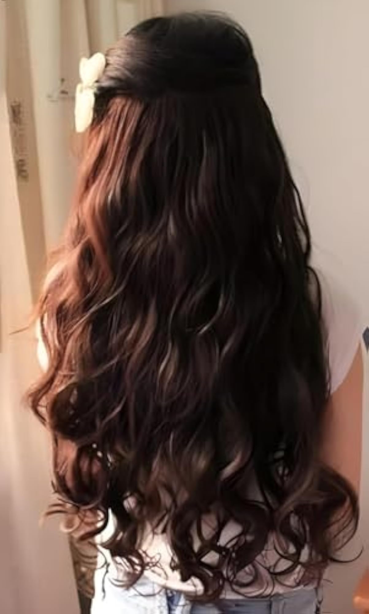Brown Curly Wavy Hair Extensions, 16 Inches
