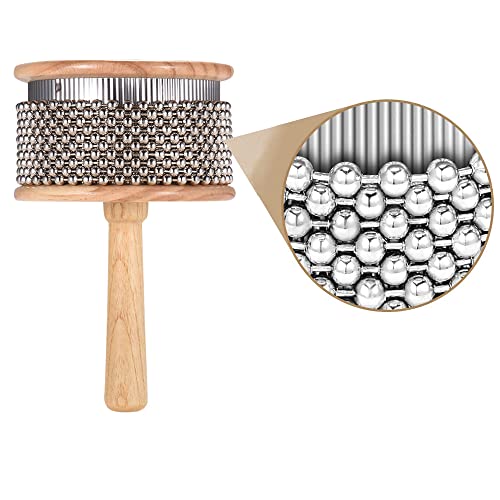image for Heysland Wooden Cabasa Percussion Musical Instrument Metal Beaded Chai