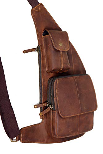 Bolsa de pecho marrón para hombre, bolso bandolera casual de negocios 2