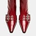 Vaslemuse Women Booties Buckle Ankle Boots Kitten Low Heel Eyelet Booties Sexy Pointy Toe Fashion Dress Short Boots with Zips - Red 6
