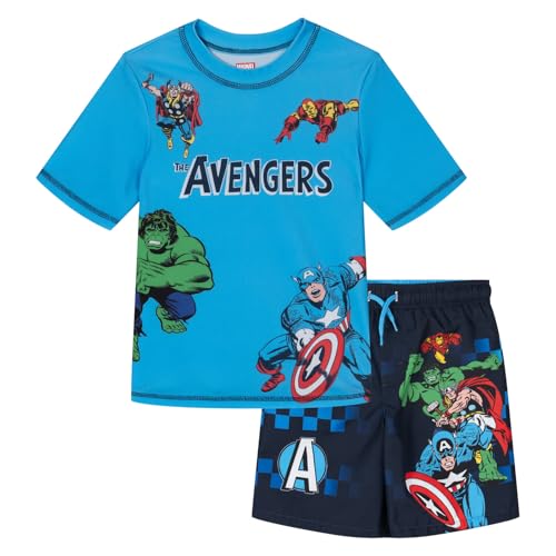 Image of Marvel Boys' Swimwear 2-Piece Rashguard and Swim Trunks Set Toddler to Big Kid