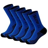 iSpchen 5 pares de calcetines para hombre, para correr, baloncesto, senderismo, transpiración, antiolores, de algodón, azul cobalto, M/grande