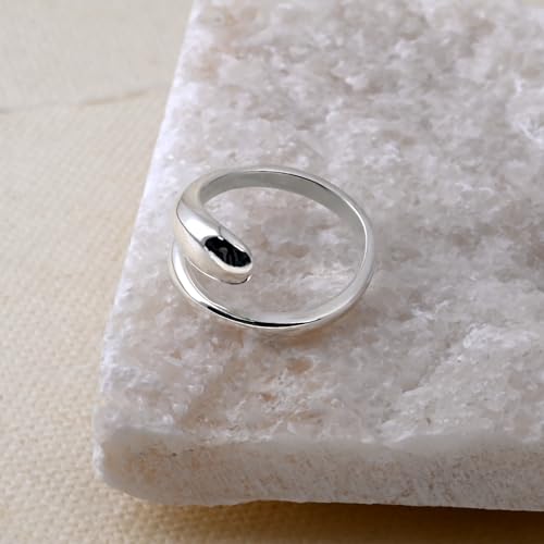 Watforsh Sterling Silver Open Rings For Women Hug Ring Adjustable Teardrop Rings Chunky Silver Thumb Ring Stackable Statement Rings For Gift thumb #5