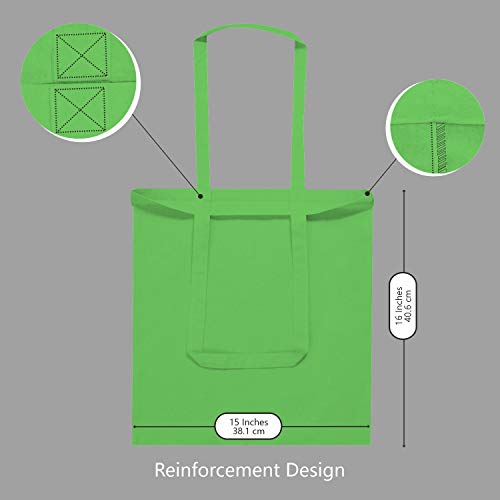 Image of TOPDesign 24-Pack Economical 16 inchx15 inch Lime Green Cotton Tote Bag, Lightweight Medium Reusable Grocery Shopping Cloth Bags, Suitable for DIY, Advertising, Promotion, Gift, Activity