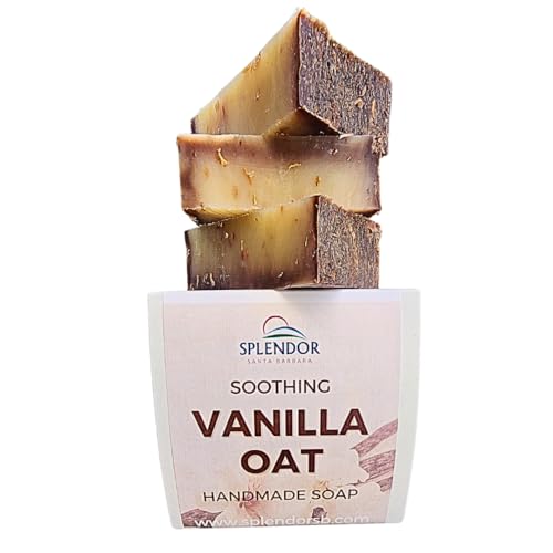 Splendor Soothing Vanilla Oatmeal Soap (10.5 oz) – Handmade Natural Bar Soap for Hand, Face & Body – Gentle, Vegan, Moisturizing Cleanser with Real Oatmeal & Warm Vanilla
