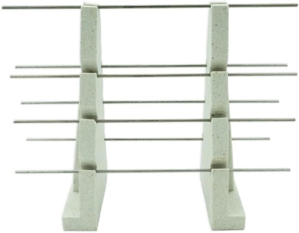 AMACO Large Bead Rack for Potters, Jewelers, and Glass Artists, 7 Nichrome Wires (10") on 2 Stoneware Supports, 8" Tall, Easily Kiln Fire Beads, Pendants, and Buttons, Cone 10 or Below