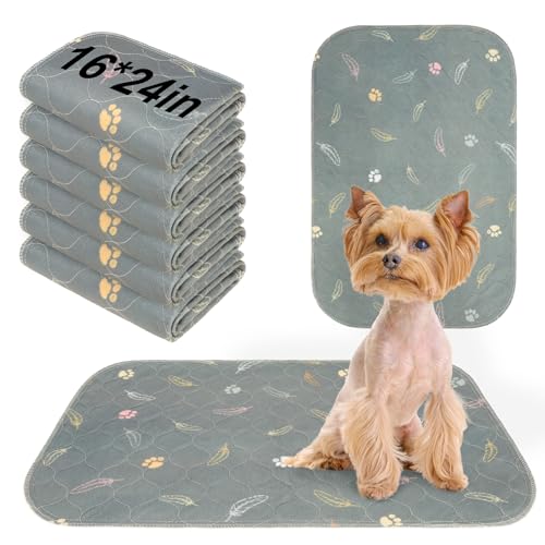 Image of BEAUTYZOO Reusable Puppy Pads,Washable Pee Pads for Dogs,Non Slip Wee Wee Pad for Potty Training,Thick Heavy Absorbent Underpads for Playpen,Bed,Sofa,Crate,Whelping,Travel & Outdoor Spring, 16 inchx 24 inch