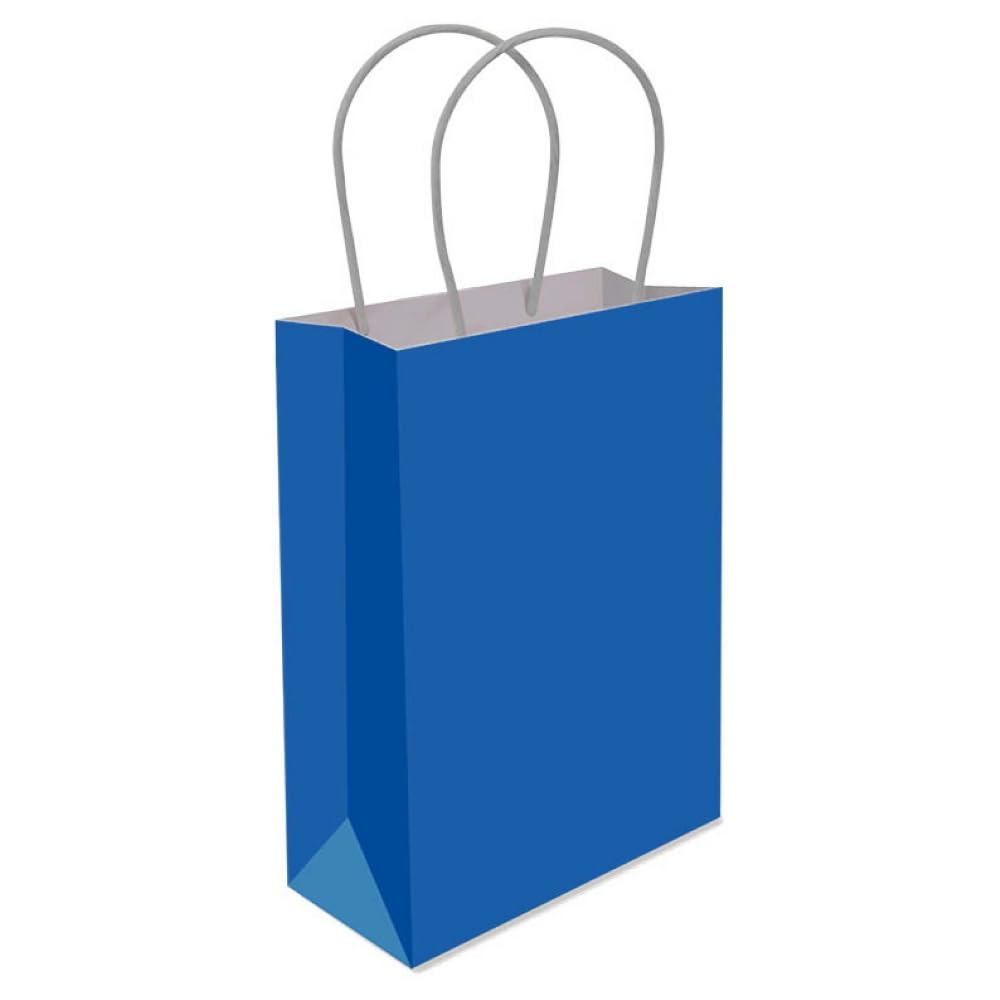THEMED PAPER HANDLE BAGS - PACK OF 6 - Children/Kids Party Carry Food Meal Fun Picnic Birthday Wedding Favour/Baby Shower Party Box Loot Bag… (Royal Blue)
