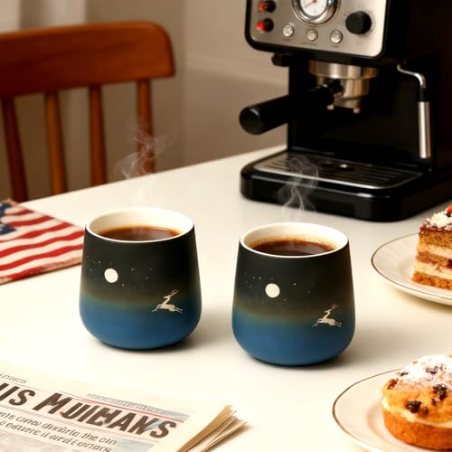 Set de 2 Tazas Cerámica Doble Pared Azul Gradiente 8.5 oz miniatura 2