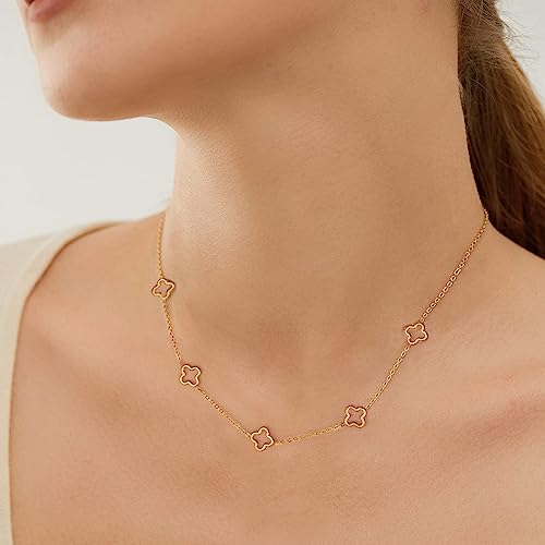 18K Gold Plated Four Leaf Clover Necklace Exquisite Gold Four Leaf Clover Necklace Stainless Steel Flower Lucky Pendant Dainty Jewelry Gifts2