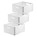 Produktbild Rotho Country 3er-Set Aufbewahrungsbox Rattan-Optik, Kunststoff (PP) BPA-frei, Weiss, 14l, (32,8 x 30 x 16 cm)