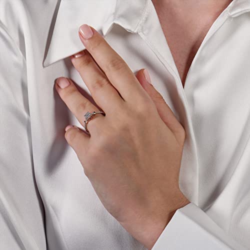 Jewelili Enchanted Disney Fine Jewelry 10K White and Rose Gold with 1/5 Cttw Diamond Snow White Promise Ring3