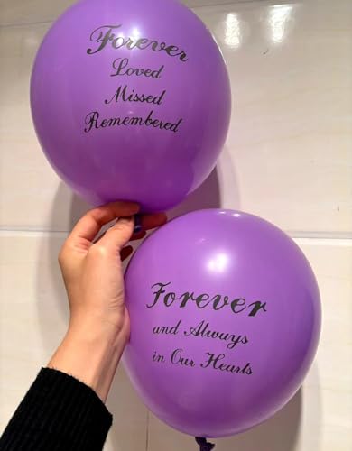Image of 26 Pieces Purple Memorial Funeral Remembrance Balloons and 41.3 Inch Peace Dove Balloons for Release in Sky,Condolence, Funeral, Anniversary, Memorial Services