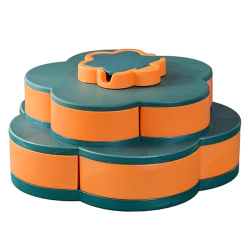 Spinner à collation double couche à 5 compartiments et plateau de service avec couvercle