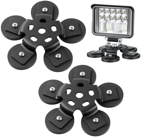 Rechabite Magnetic Light Bar Base Mounts, 2 Pack Heavy Duty Universal Mounting Brackets with Strong Magnet for Off Road Lamp, Roof Lights, Fog Lights on SUV, Truck, Jeep(5 Base Mount)