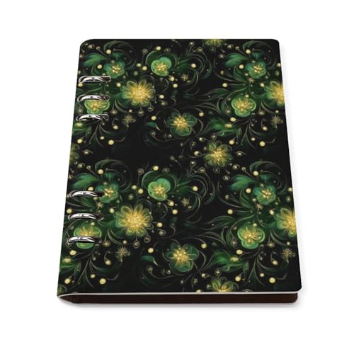 Cahier ligné pour l'école et carnet A5 en cuir synthétique vert et doré de 90 pages