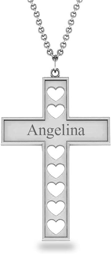 LeCalla Personalized Name Pendant Necklace for Women | Customized Engraved Name Cross Pendant Necklace | Custom Jewelry Gift for Women