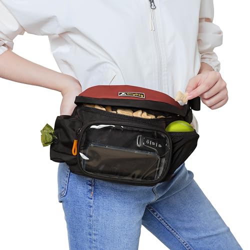 OllyDog Pacote Trailblazer com bola de borracha, pochete para cães, mãos livres para treinamento, mo