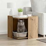 Ordellia Katzenklo Artisan-Eiche aus Holzwerkstoff 53 x 53 x 51 cm, verstecktes Katzenmöbel für Katzenklo oder Katzenbett, Beistelltisch für Wohnzimmer, pflegeleicht und platzsparend