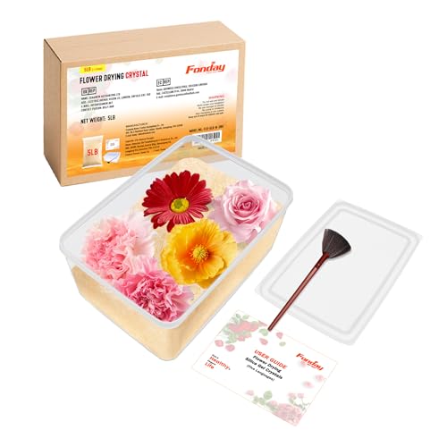 Fonday 5LBS(2.27Kg) Silica Gel Flower Drying Crystals with Sealed Container and Brush Fine Crystals Color Indicating Reusable,Bead Size<1mm(User Manual Included)