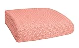Belizzi Home 100% Cotton Bed Blanket, Breathable Bed Blanket Twin Size, Cotton Thermal Blankets Twin, Perfect for Layering Any Bed for All Season, Peach