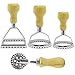 Ravioli Maker Cutter Stamp Set - Leading Dough Cutter and Press Stamps with Wooden Handle -for Ravioli, Pasta, Dumplings Lasagna, Pierogi - Upgraded 2019 3Pcs Stamps, 1 Pasta/Pastry Cutter Wheel