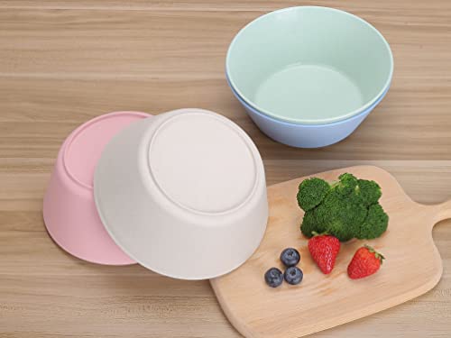 Luckyzone 50 Oz Cereal Bowl Set Of 4 - Large Unbreakable Wheat Straw Bowls - Dishwasher & Microwave Safe - Stackable Serving Bowl For Salad, Soup And Popcorn - Bpa Free, Eco-Friendly (4Pcs/4Color) #TOP3