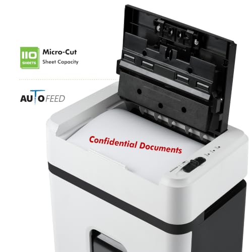 Image of Aurora High Security AU110MB 110-Sheet Auto Feed Micro-Cut Paper and Credit Card Shredder with 4 Gallon Pullout Basket / 30 Minutes /Security Level P-4 (White /Black)