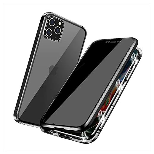 Privacy Magnetic Case Compatible with iPhone 12/12 Pro, [Safety Lock] Anti-peep Adsorption Case, Front & Back Tempered Glass Full Screen Coverage, Thin 360 Full Protective Phone Case for 12/12 Pro