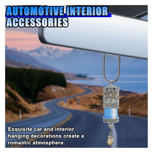 Image of Hanging Car Air Freshener Diffuser, Refillable Essential Oils Empty Perfume Bottle, Alloy Car Aromatherapy Fragrance Perfume Pendant Bottle, Universal Car Interior Ornaments Decor (Silver)