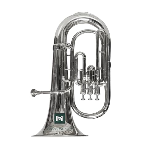 M.J Euphonium 3 Valve Nickel Brass Bb Pitch for Beginner, Student and Professionals with Deluxe Hard Carry Case,and Mouthpiece