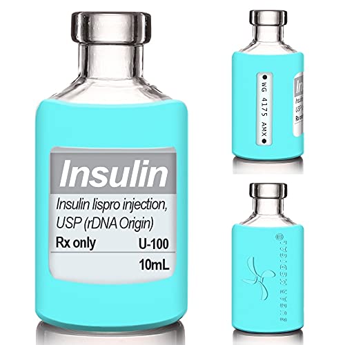 Sugar Medical Insulin Vial Protective Sleeve. Silicone Cover to Protect Your Insulin Vial from Breaking. Fits 10ml Insulin Brands. (Aqua)