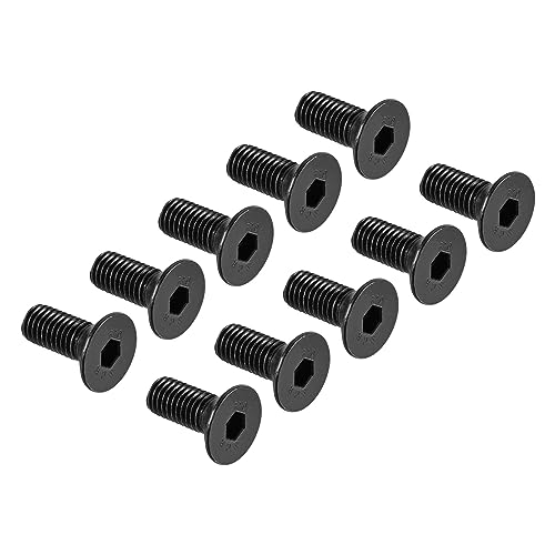 QUARKZMAN M10 x 25mm Hexagonal Zócalo Plano Cabeza Avellanado Tornillos x 10uds 10.9 Aleación Acero Hueca Cabeza Tornillos Pernos para Maquinaria y Muebles, [Negro]