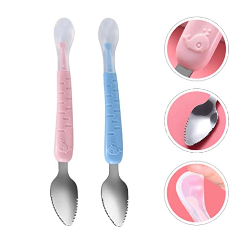 Alimentador de Alimentos Com Colher de Frutas Do Bebê: 2 Pcs Duplamente Cabeça Silicone Alimentando