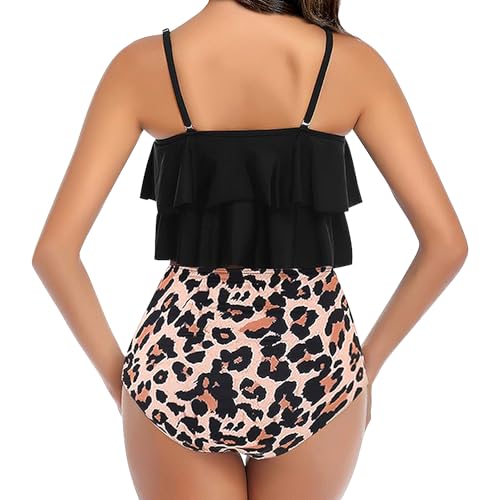 SOMOYA Womens Swimsuits Two Piece High Waisted Bikini Sets Tummy Control Tankini Ruffled Bathing Suit Swimwear2