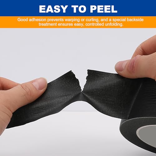 Rusoz Kreppband Schwarz 2 Rollen Malerkrepp 20mm x 50m Abklebeband Maler Automotive Kreppband Leicht Abnehmbar Malerband Für Malerarbeiten, Renovierungen, Autolack-Maskierung