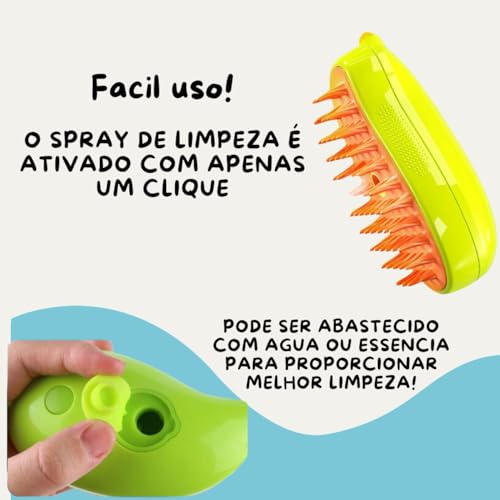 Escova A Vapor Elétrica Massageadora Vaporizadora Para Pet Com Vapor Cães Gato Cachorro Com Vaporiza