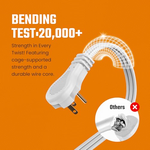 Flat 3-Outlet Extension Cord 12 Ft for Indoor Use by Bindmaster- UL-Listed 3-Prong Multi Extension Wire- Space-Saving Flat Angled Extension Cord by BindMaster - Image 6