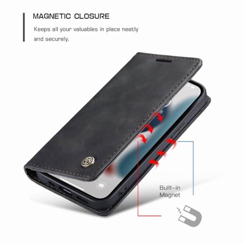Étui portefeuille en cuir pour iPhone 14 Pro Max housse de sac antichoc marron