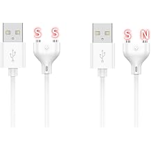 Magnetic USB DC Charger Cable for Toys, Facial Cleanser, Electric Toothbrush, Watch, Replacement Charging Cord, 2 Pack1 Single Polarity &1 Double Polarity 2Pins Long-Charger Cable 7mm/0.27in
