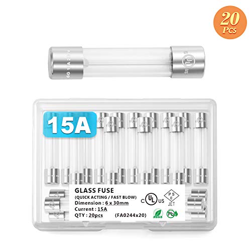 Chanzon(Pack Of 20Pcs) Ul Listed 6X30Mm 15A 250V/125V 15 Amp Glass Fuses Fast Blow Cartridge Tube Fuse F15Al 125 V / 250 V (6.4Mmx30.3Mm) #TOP1
